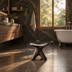 Starfish Base Shower Stool, Small Carved Solid Wood Bath Stool with Branching Curved Legs, 12 Inch