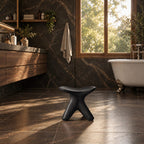 Starfish Base Shower Stool, Small Carved Solid Wood Bath Stool with Branching Curved Legs, 12 Inch