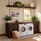 Figured Grain Door Laundry Cabinet for Washer and Dryer, Live Edge Solid Wood Washer Dryer Surround