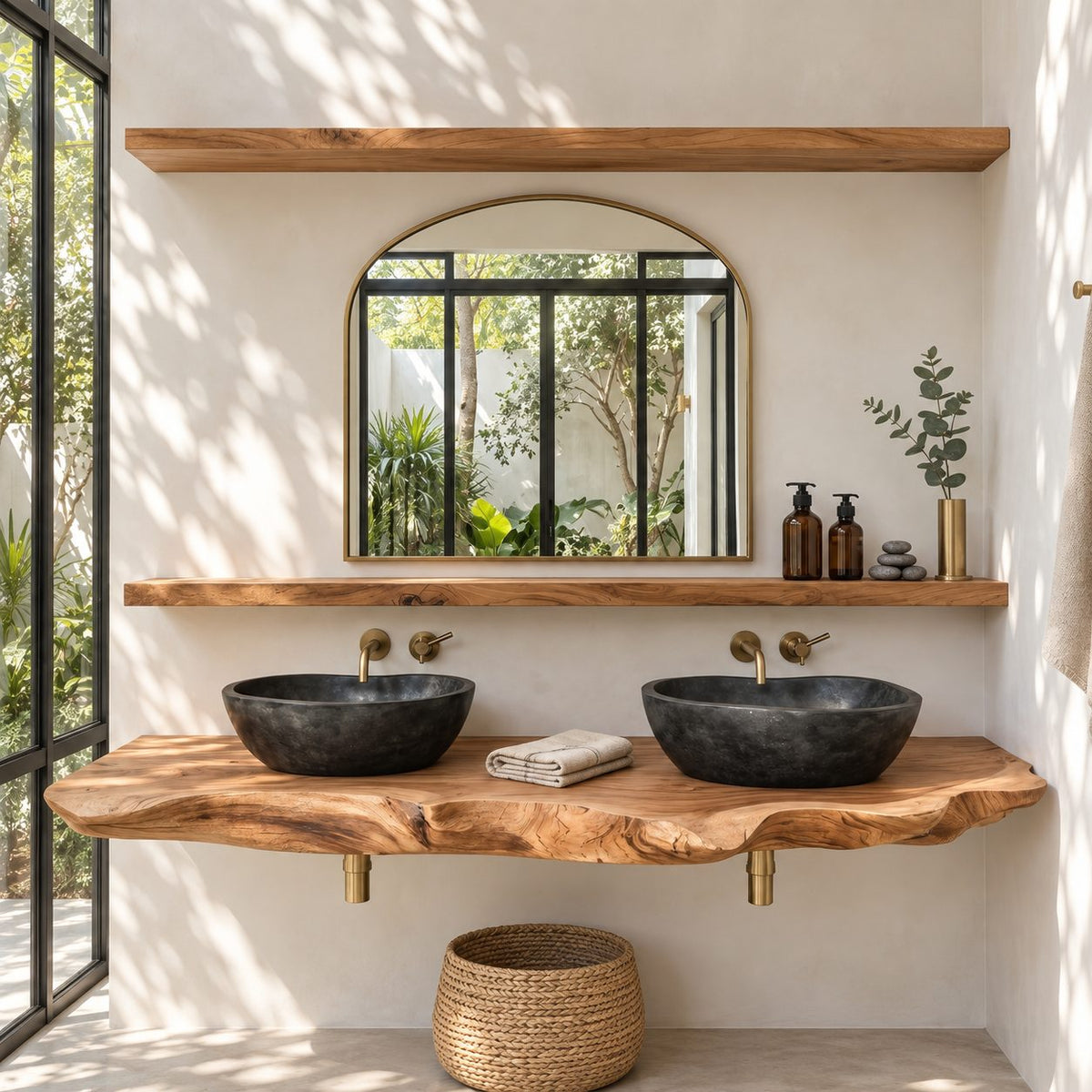 Smooth Oval Wooden Vessel Sink with Thin Rounded Rim, Solid Wood Countertop Bathroom Basin Bowl