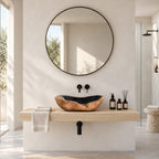 Canoe Shaped Wooden Vessel Sink with Knotty Burl Exterior and Sealed Interior, Solid Wood Basin Bowl