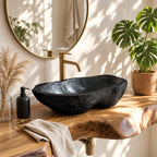 Burl Knot Wooden Vessel Sink, Rounded Freeform Basin with Sealed Interior, Solid Wood Bathroom Bowl