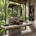 Root Sculpted Wooden Vessel Sink with Raw Flared Ends and Sealed Interior, Solid Wood Bathroom Basin