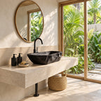 Chiseled Oblong Wooden Vessel Sink with Dimpled Carved Exterior and Sealed Interior, Solid Wood Basin