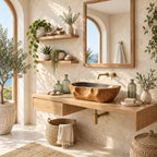 Chiseled Oblong Wooden Vessel Sink with Dimpled Carved Exterior and Sealed Interior, Solid Wood Basin