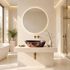 Chiseled Oblong Wooden Vessel Sink with Dimpled Carved Exterior and Sealed Interior, Solid Wood Basin