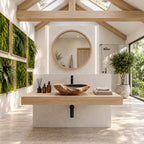 Gnarled Driftwood Style Wooden Vessel Sink, Thick Freeform Carved Basin with Sealed Interior