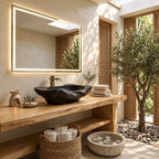 Gnarled Driftwood Style Wooden Vessel Sink, Thick Freeform Carved Basin with Sealed Interior