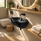 Root Burl Wall Mounted Wooden Sink, Deep Rugged Solid Wood Wall-Hung Bathroom Basin 20-39 Inch