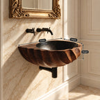 Spiral Fluted Wall Mounted Wooden Sink with Sealed Interior, Twisted Carved Solid Wood Basin 18-37 Inch