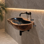 Pebble Round Wall Mounted Wooden Sink, Soft Lobed Solid Wood Wall-Hung Basin 24-36 Inch