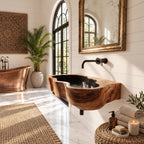 Amoeba Outline Wall Mounted Wooden Sink, Wavy Trough Solid Wood Wall-Hung Basin 24-36 Inch
