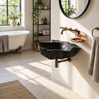 Weathered Bark Round Wall Mounted Wooden Sink, Organic Solid Wood Wall-Hung Basin 22-36 Inch