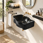 Deep Scalloped Block Wall Mounted Wooden Sink, Solid Wood Wall-Hung Basin with Sealed Interior 22-36 Inch
