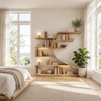 Wall Bookshelf with Sweeping S Curve Spine, Large Tree Shape Wood Bookcase for Home Library