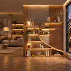 Wall Bookshelf with Sweeping S Curve Spine, Large Tree Shape Wood Bookcase for Home Library
