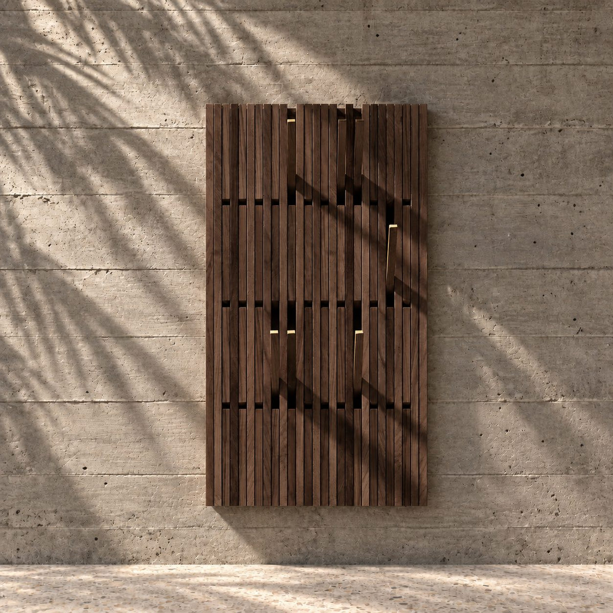 Fold-Out Hook Wall Panel Coat Rack, Slatted Solid Wood Piano Hanger for Hallway and Mudroom, 25-66 Inch Tall