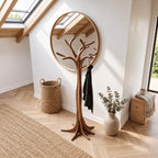 Flared Root Tree Coat Stand, Freestanding Carved Solid Wood Coat Tree and Hat Stand for Entryway, 60-80 Inch