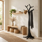 Flared Root Tree Coat Stand, Freestanding Carved Solid Wood Coat Tree and Hat Stand for Entryway, 60-80 Inch