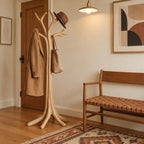 Flared Root Tree Coat Stand, Freestanding Carved Solid Wood Coat Tree and Hat Stand for Entryway, 60-80 Inch