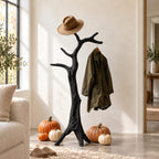 Tripod Root Branch Coat Stand, Freestanding Gnarled Solid Wood Tree Coat Rack for Entryway, 60-80 Inch