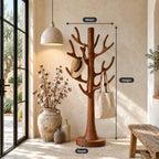 Antler Branch Tree Coat Rack Freestanding, Smooth Solid Wood Coat Stand with Round Base, 60-80 Inch