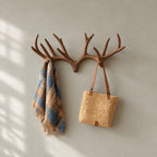 Minimalist Twin Antler Wall Coat Rack, Smooth Carved Solid Wood Hook for Entryway, 31-67 Inch Wide