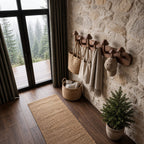 Mushroom Peg Wall Coat Rack, Solid Wood Plank with Carved Mushroom Hooks for Entryway, 32-47 Inch Wide