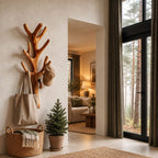 Vertical Tree Wall Coat Rack, Carved Solid Wood Branch Hanger for Hallway and Entryway, 51 or 67 Inch Tall