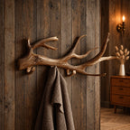 Weathered Driftwood Wall Coat Rack with Peg Hooks, Carved Solid Wood Branch Hanger, 60-80 Inch