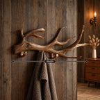 Weathered Driftwood Wall Coat Rack with Peg Hooks, Carved Solid Wood Branch Hanger, 60-80 Inch