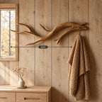 Slender Curved Branch Wall Coat Hook, Minimal Carved Solid Wood Hanger for Entryway, 60-80 Inch