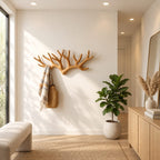 Antler Crown Wall Coat Rack, Wide Spreading Carved Solid Wood Antlers for Entryway, 31-67 Inch Wide