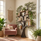 Tree Bookshelf with Broad Rounded Crown and Thick Trunk, Reading Corner Wall Bookcase