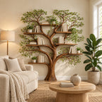 Tree Bookshelf with Broad Rounded Crown and Thick Trunk, Reading Corner Wall Bookcase