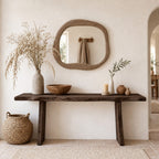 Rustic Console Table with Plank Legs, Simple Solid Wood Entryway Table for Hallway