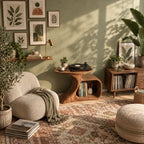 Record Player Stand with Curved Sculptural Base and Open Vinyl Storage Cubby, Solid Wood Turntable Table