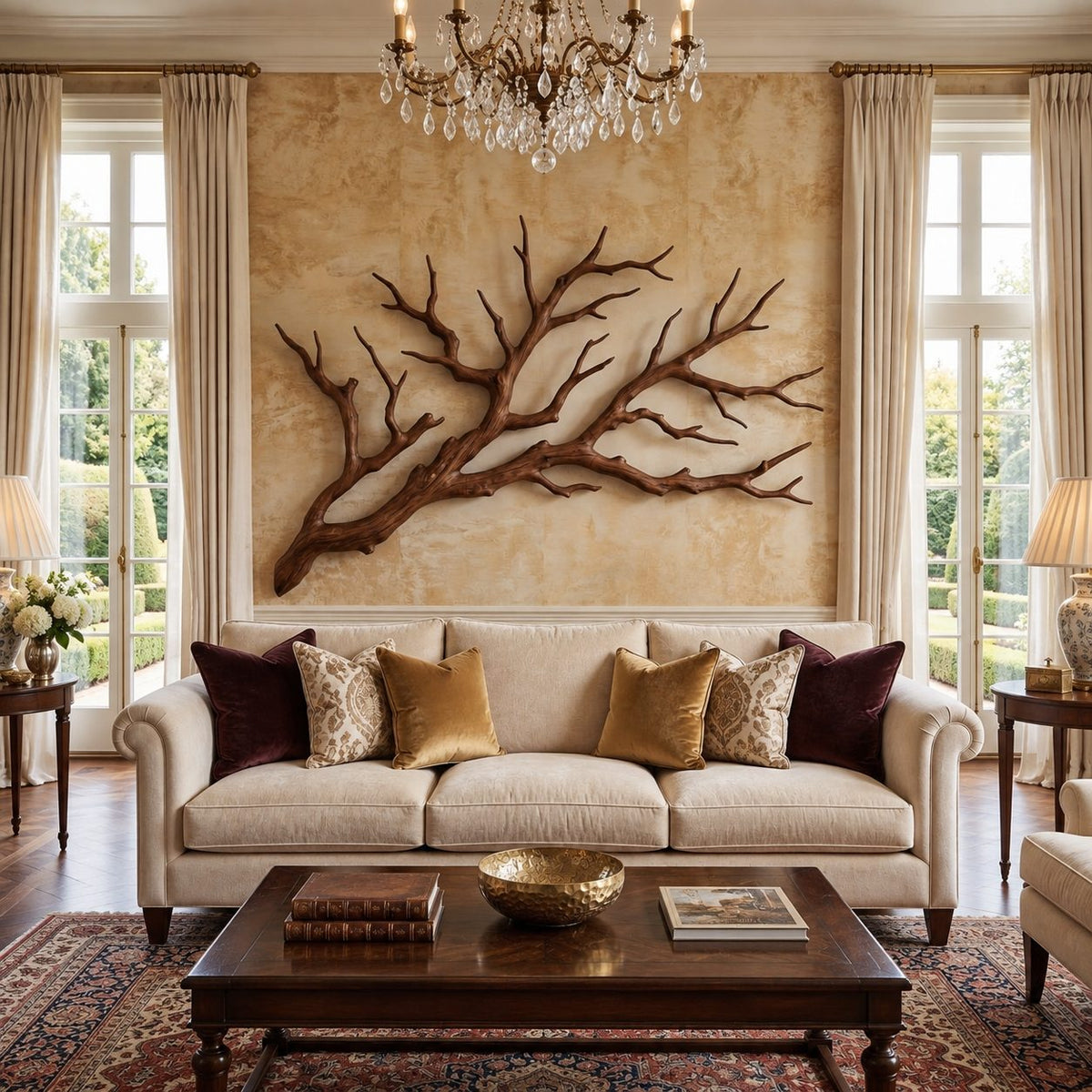 Tree Branch Wall Art for Bedroom, Solid Wood Branch Sculpture Headboard Wall Decor