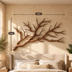 Tree Branch Wall Art for Bedroom, Solid Wood Branch Sculpture Headboard Wall Decor