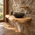 Floating Bathroom Vanity 16-48 Inch Thick Live Edge Slab, Wall Mounted Powder Room Counter