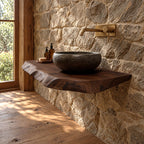 Floating Bathroom Vanity 16-48 Inch Thick Live Edge Slab, Wall Mounted Powder Room Counter