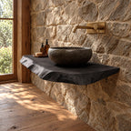 Floating Bathroom Vanity 16-48 Inch Thick Live Edge Slab, Wall Mounted Powder Room Counter