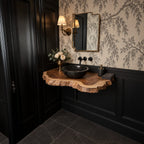 Floating Bathroom Vanity 16-48 Inch, Live Edge Solid Wood Wall-Mounted Vanity Top with Wavy Natural Edge
