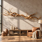 Natural Branch Wall Sculpture, Long Solid Wood Twisted Branch Wall Art for Living Room Above Sofa