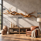 Natural Branch Wall Sculpture, Long Solid Wood Twisted Branch Wall Art for Living Room Above Sofa