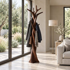 Twisted Tree Branch Coat Rack, Freestanding Solid Wood Coat Tree and Hat Stand for Entryway