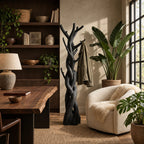 Braided Trunk Tree Coat Rack, Freestanding Solid Wood Coat Stand with Forked Branch Hooks for Bedroom