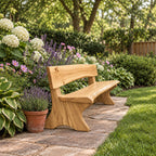 Live Edge Bench with Backrest, Solid Wood Garden and Hallway Bench on Sculpted Slab Legs
