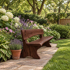 Live Edge Bench with Backrest, Solid Wood Garden and Hallway Bench on Sculpted Slab Legs