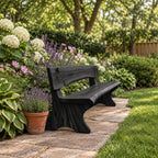 Live Edge Bench with Backrest, Solid Wood Garden and Hallway Bench on Sculpted Slab Legs